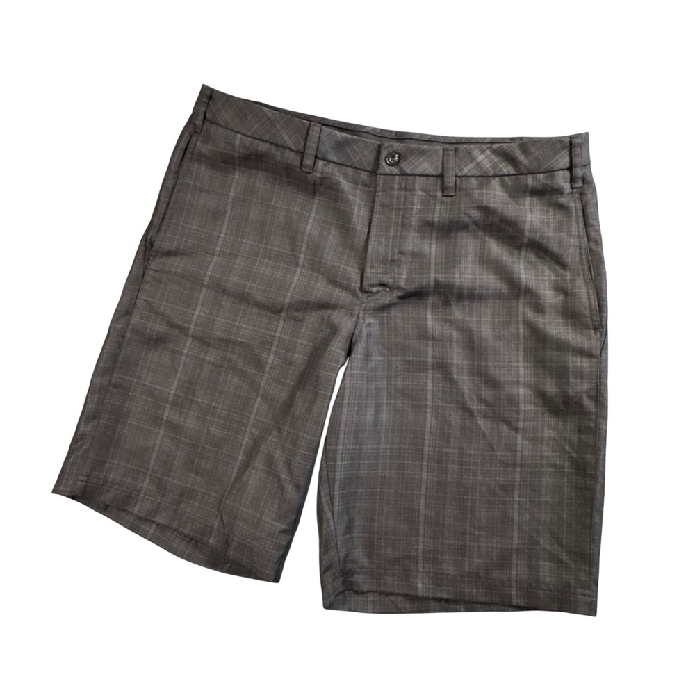Fila Sport Golf‎ Shorts 38 Grey Black Plaid Performance Flat Front